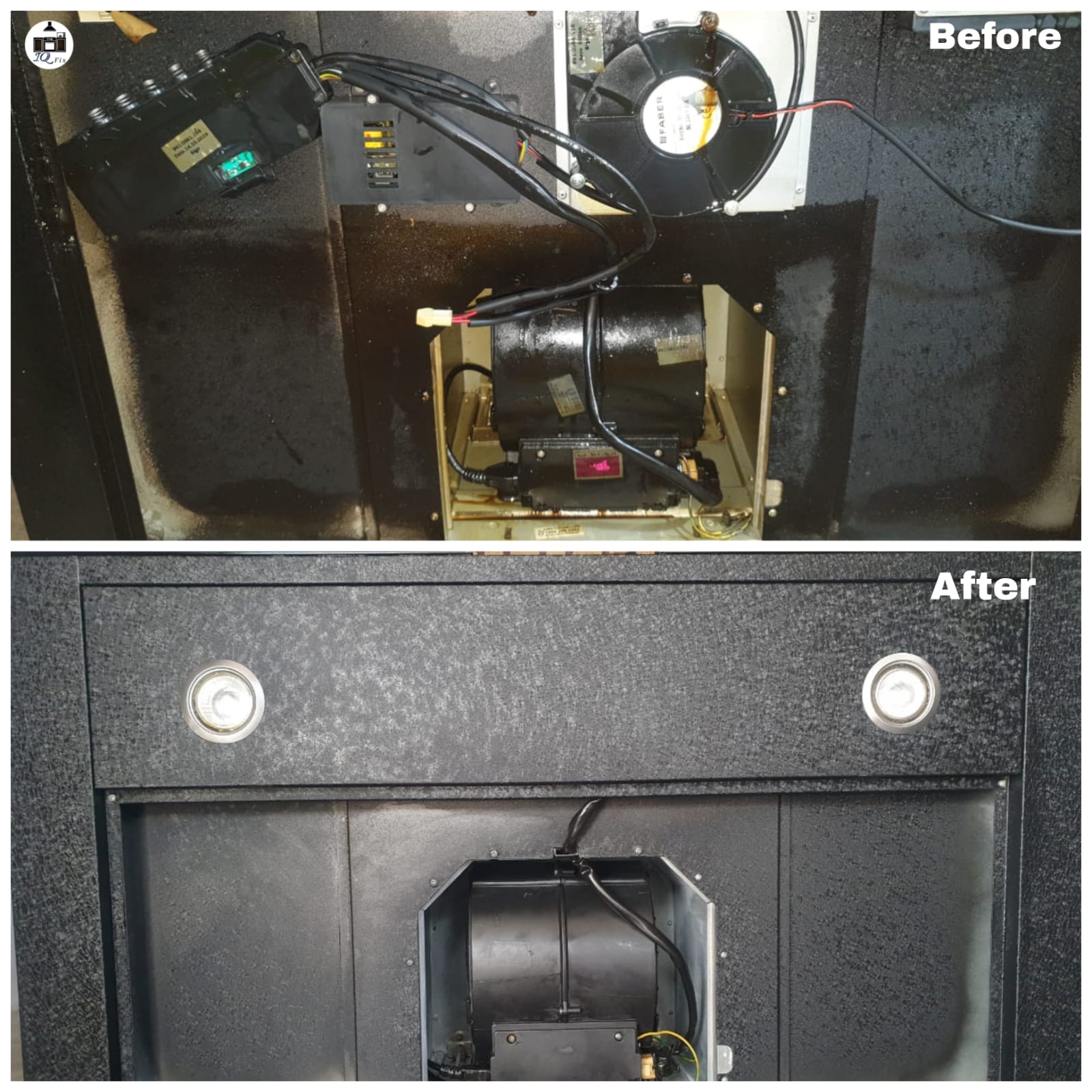 Chimney motor before and after deep cleaning